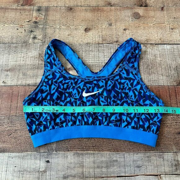 Nike Dri-Fit Blue & Black Geometric Swosh Sports Bra - Size M - Picture 2 of 6